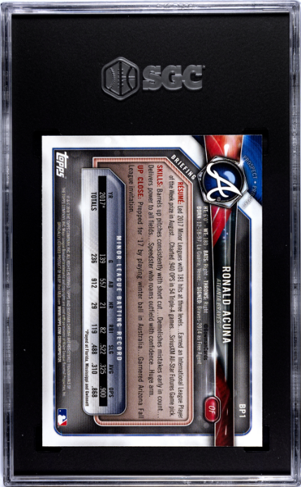 2018 Bowman Prospects #BP1 Ronald Acuna Jr. Camo SGC 9.5