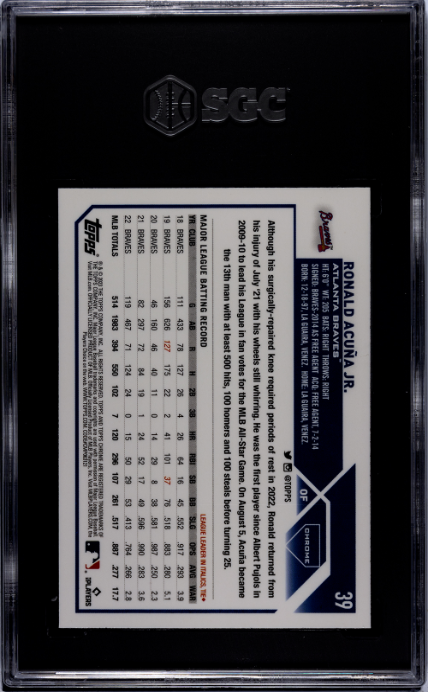 2023 Topps Chrome #39 Ronald Acuna Jr. SGC 10 GM