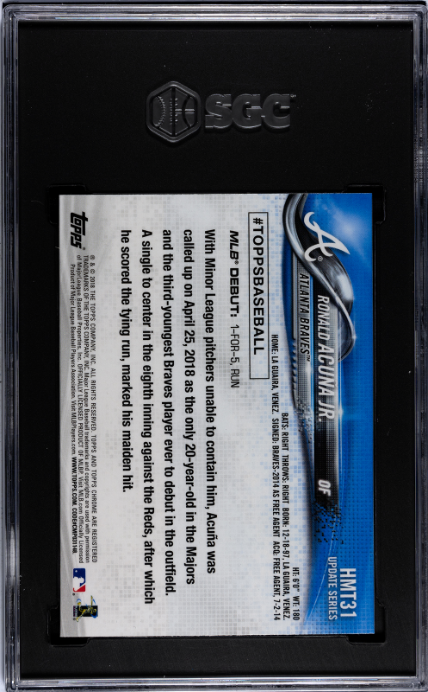 2018 Topps Chrome Update #HMT31 Ronald Acuna Jr. Rookie Debut RC SGC 9.5