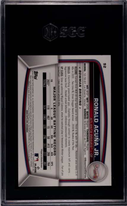 2023 Bowman #92 Ronald Acuna Jr. SGC 9