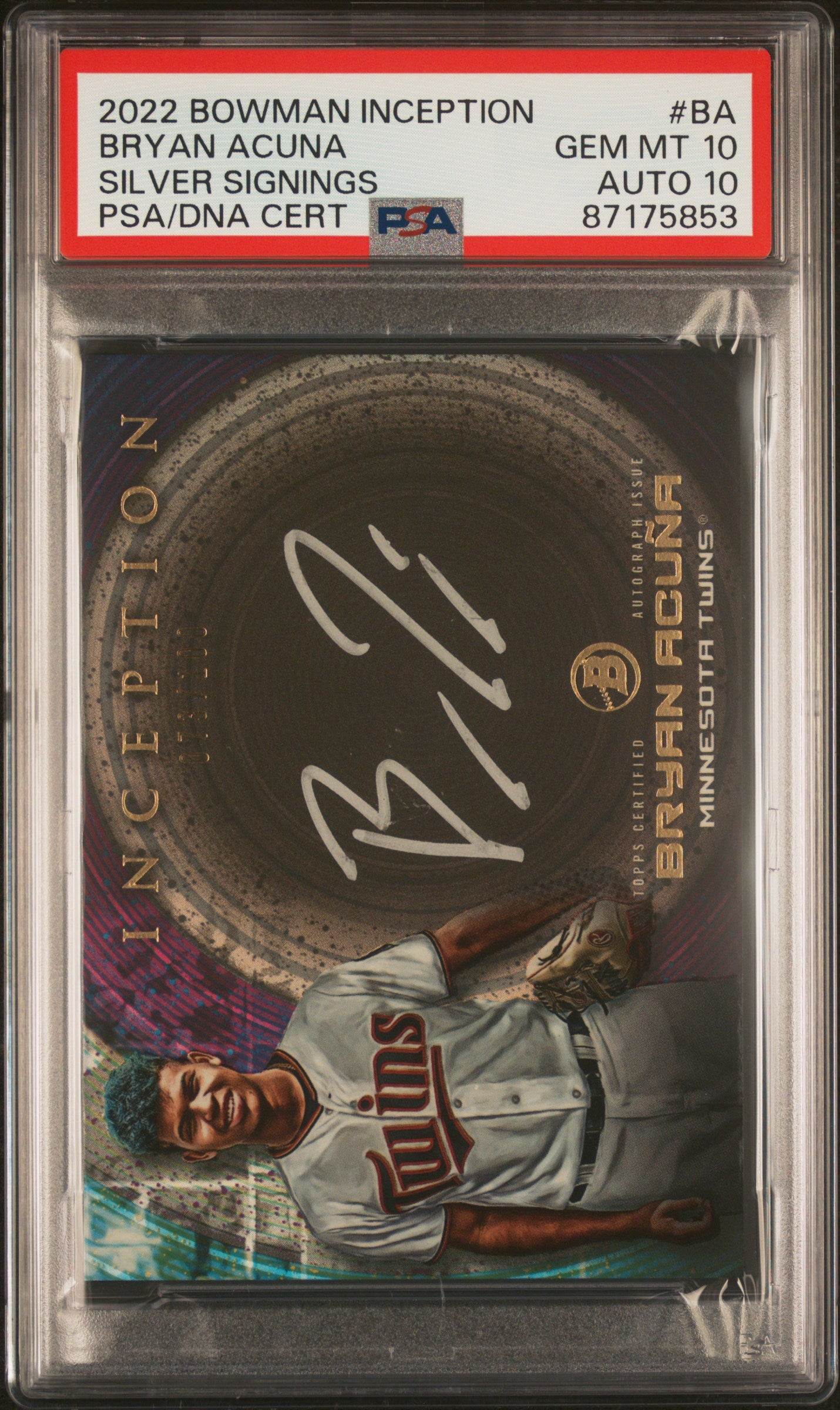 2022 Bowman Inception Inception Silver Signings #BA Bryan Acuna PSA 10-10