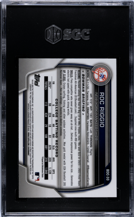 2023 Bowman Draft #BDC-30 Roc Riggio Chrome SGC 9