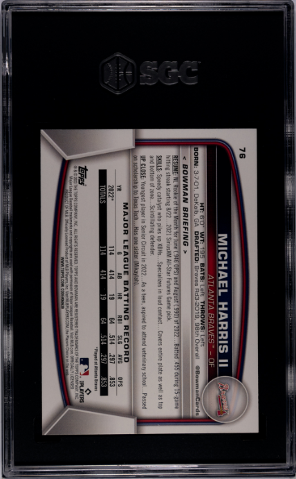 2023 Bowman #76 Michael Harris II RC SGC 10