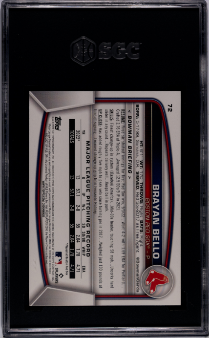 2023 Bowman #72 Brayan Bello RC SGC 10
