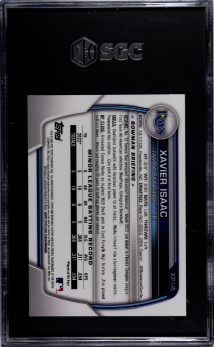 2023 Bowman #BCP-145 Xavier Isaac Chrome Prospect SGC 10