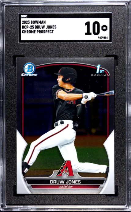 2023 Bowman #BCP-25 Druw Jones Chrome Prospect SGC 10