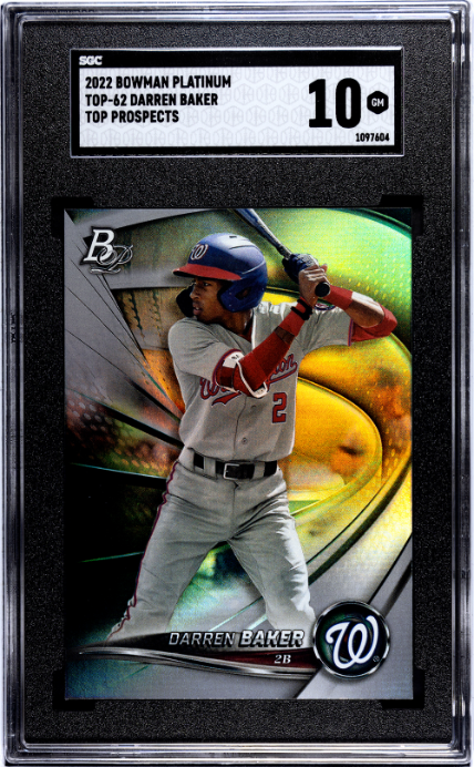 2022 Bowman Platinum #TOP-62 Darren Baker Top Prospects SGC 10