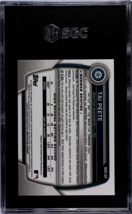 2023 Bowman Draft #BDC-28 Tai Peete Chrome SGC 10