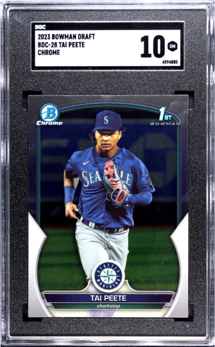 2023 Bowman Draft #BDC-28 Tai Peete Chrome SGC 10