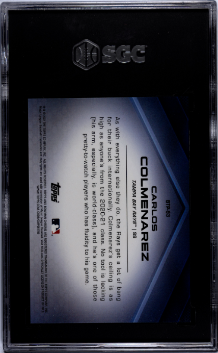 2022 Bowman #BTP-93 Carlos Colmenarez Scouts' Top 100, Atomic Ref. SGC 10