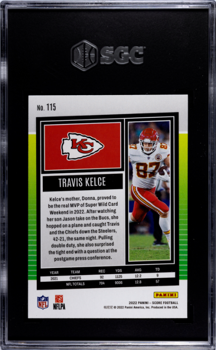 2022 Panini Score #115 Travis Kelce SGC 10