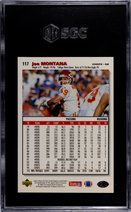 1995 Upper Deck Collector's Choice #117 Joe Montana SGC 10