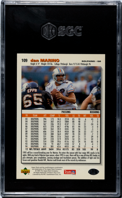 1995 Upper Deck Collector's Choice #109 Dan Marino Players Club SGC 10