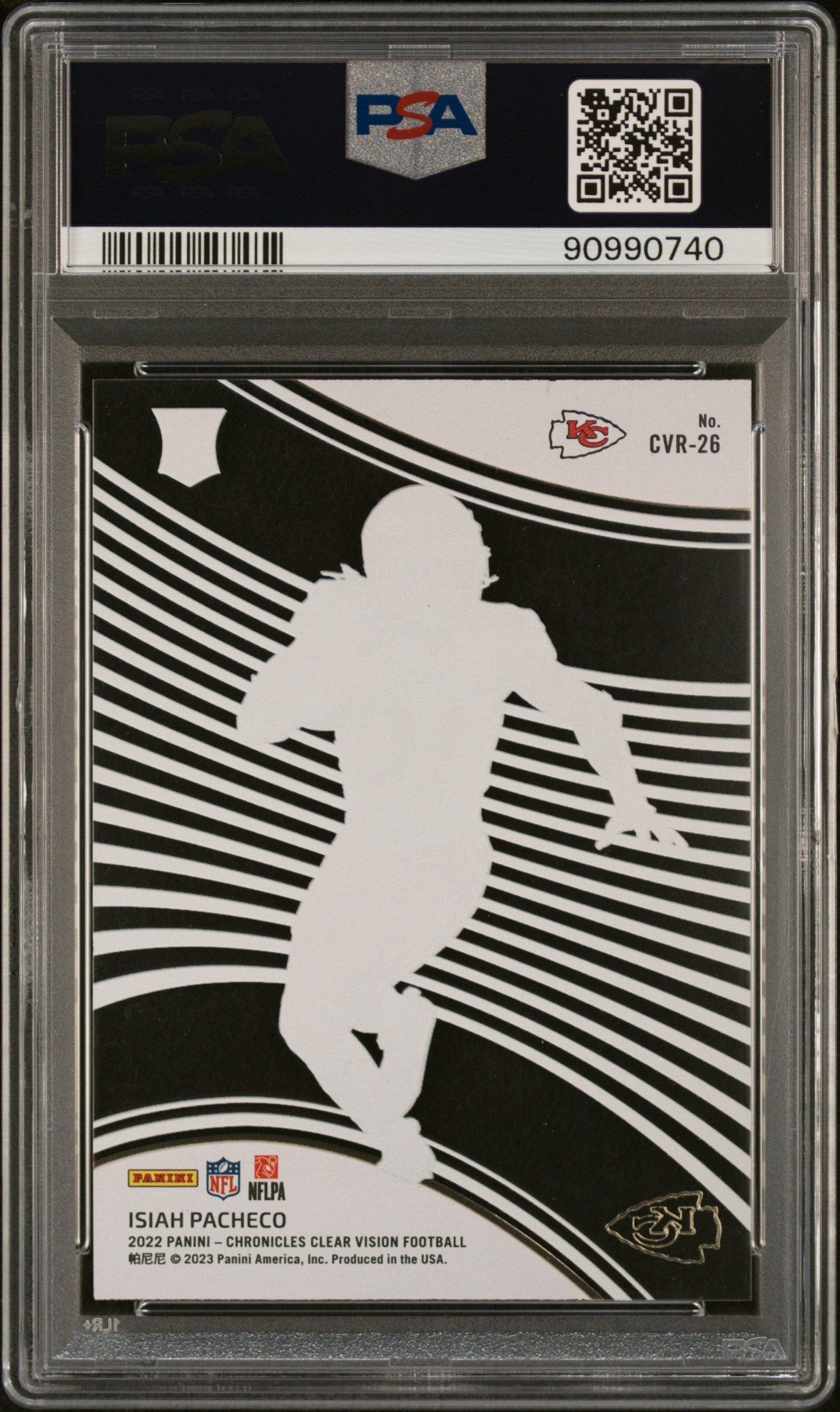 2022 Panini Chronicles #CVR26 Isiah Pacheco Clear Vision RC PSA 10
