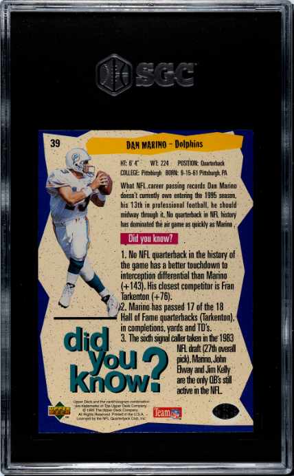 1995 Upper Deck Collector's Choice #39 Dan Marino SGC 10