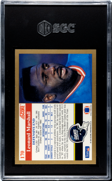 1991 Score #170 Leonard Marshall SGC 9.5