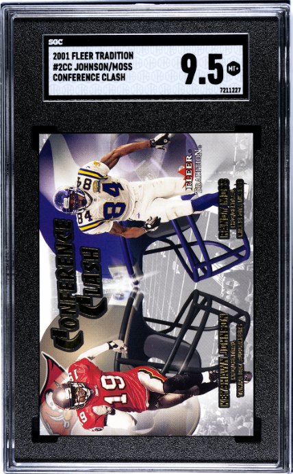 2001 Fleer Tradition #2CC Johnson/Moss Conference Clash SGC 9.5