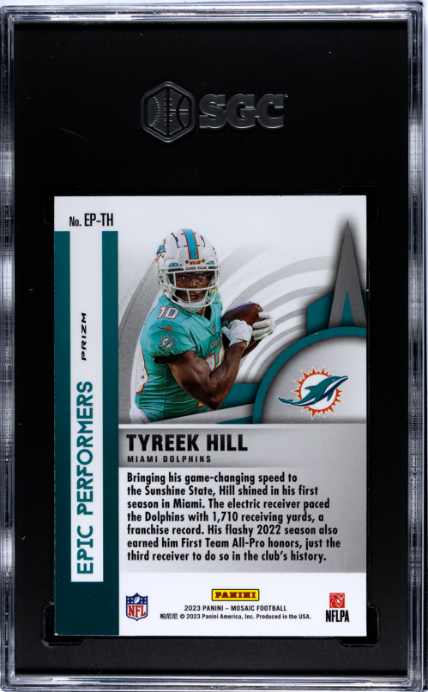 2023 Panini Mosaic #EP-TH Tyreek Hill Epic Performers Green Prizm SGC 9.5