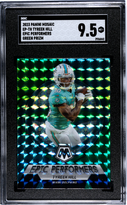 2023 Panini Mosaic #EP-TH Tyreek Hill Epic Performers Green Prizm SGC 9.5