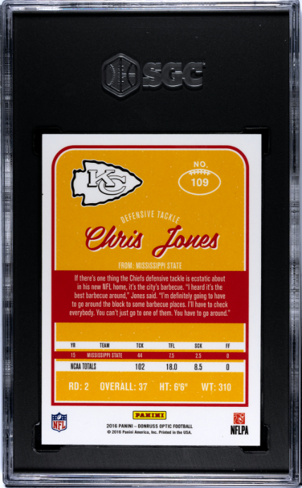 2016 Donruss Optic #109 Chris Jones RC SGC 9.5