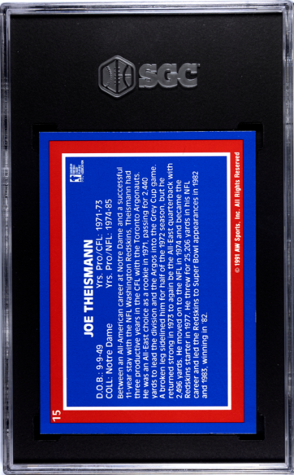 1991 All World CFL #15 Joe Theismann SGC 9.5