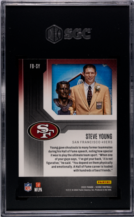 2022 Panini Score #FB-SY Steve Young First Ballot SGC 9.5