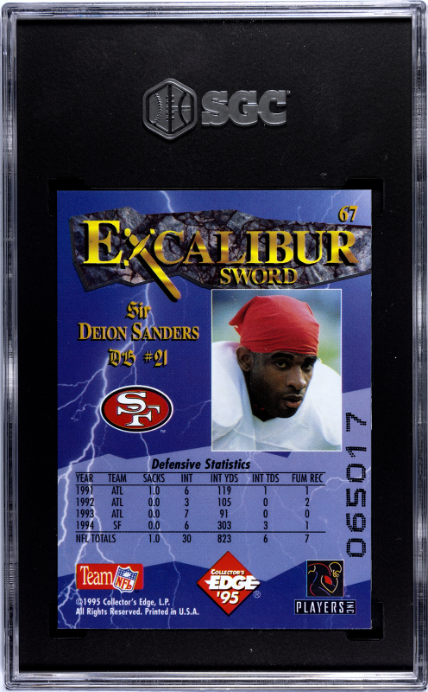 1995 Collectors Edge Excalibur #67 Deion Sanders SGC 9.5