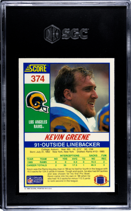 1990 Score #374 Kevin Greene SGC 9