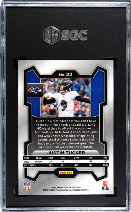 2023 Panini Prizm #22 Justin Tucker SGC 9