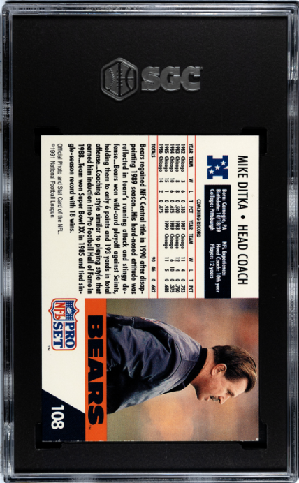 1991 Pro Set #108 Mike Ditka SGC 9