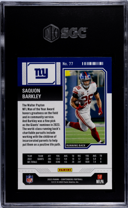 2023 Panini Contenders #77 Saquon Barkley Retail ST SGC 9