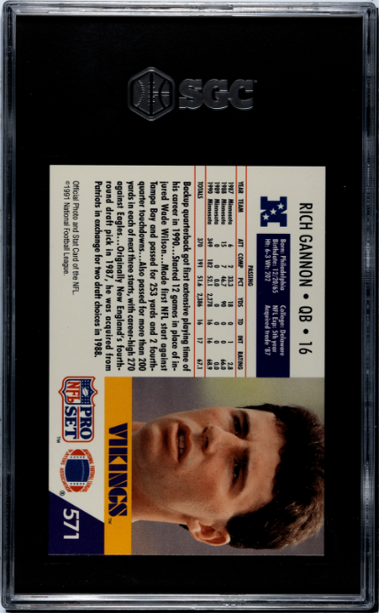 1991 Pro Set #571 Rich Gannon SGC 9