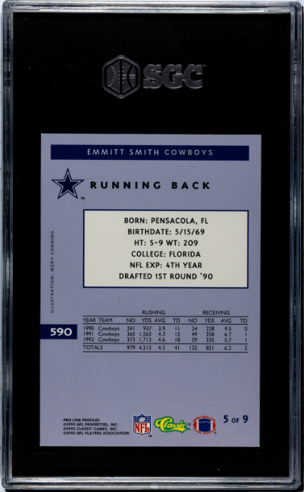 1993 Pro Line Profiles #590 Emmitt Smith SGC 9