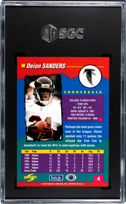 1994 Score #4 Deion Sanders SGC 9