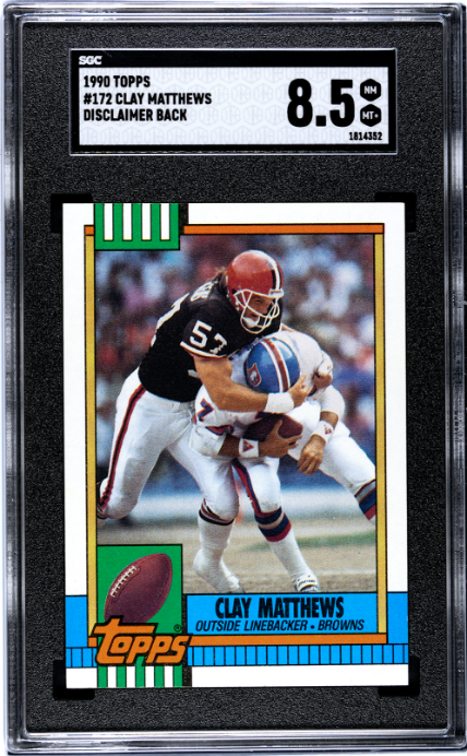 1990 Topps #172 Clay Matthews Disclaimer Back SGC 8.5