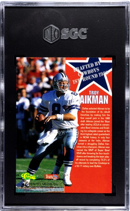 1995 Classic NFL Rookies #109 Troy Aikman SGC 8.5