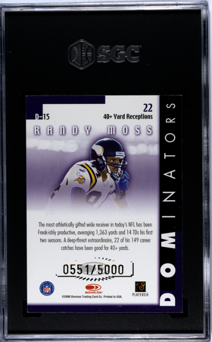 2000 Donruss #D-15 Randy Moss Dominators SGC 8