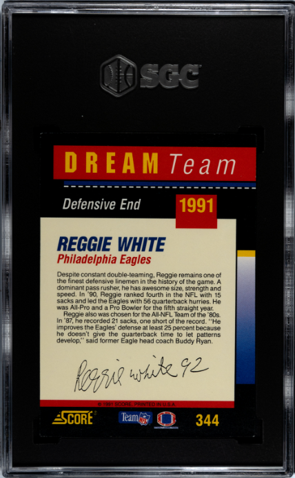 1991 Score #344 Reggie White Dream Team SGC 7