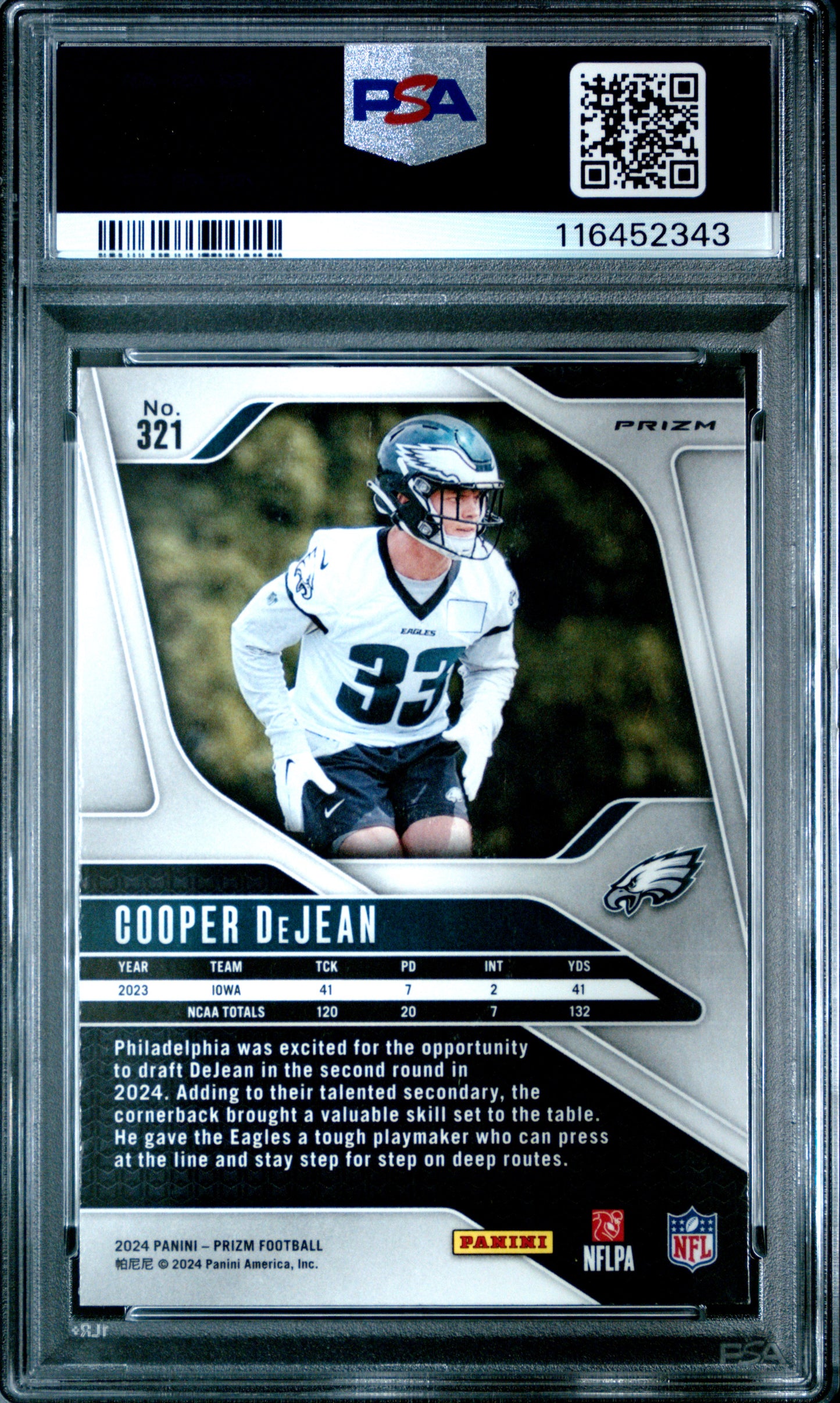 2024 Panini Prizm #321 Cooper Dejean Green Wave RC PSA 9