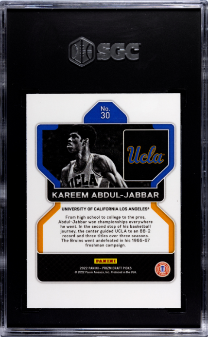 2022-23 Panini Prizm Draft Picks #30 Kareem Abdul-Jabbar SGC 9.5