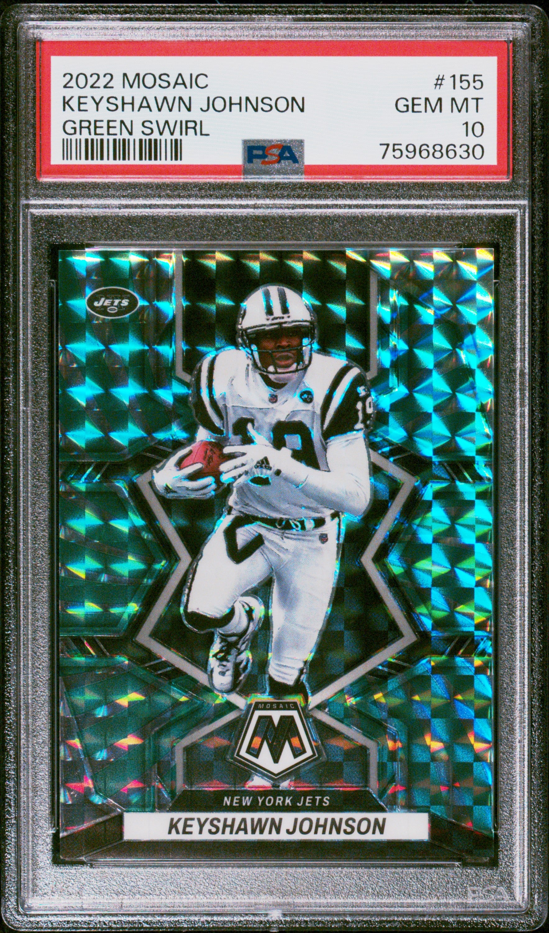 2022 Panini Mosaic #155 Keyshawn Johnson Green Swirl PSA 10