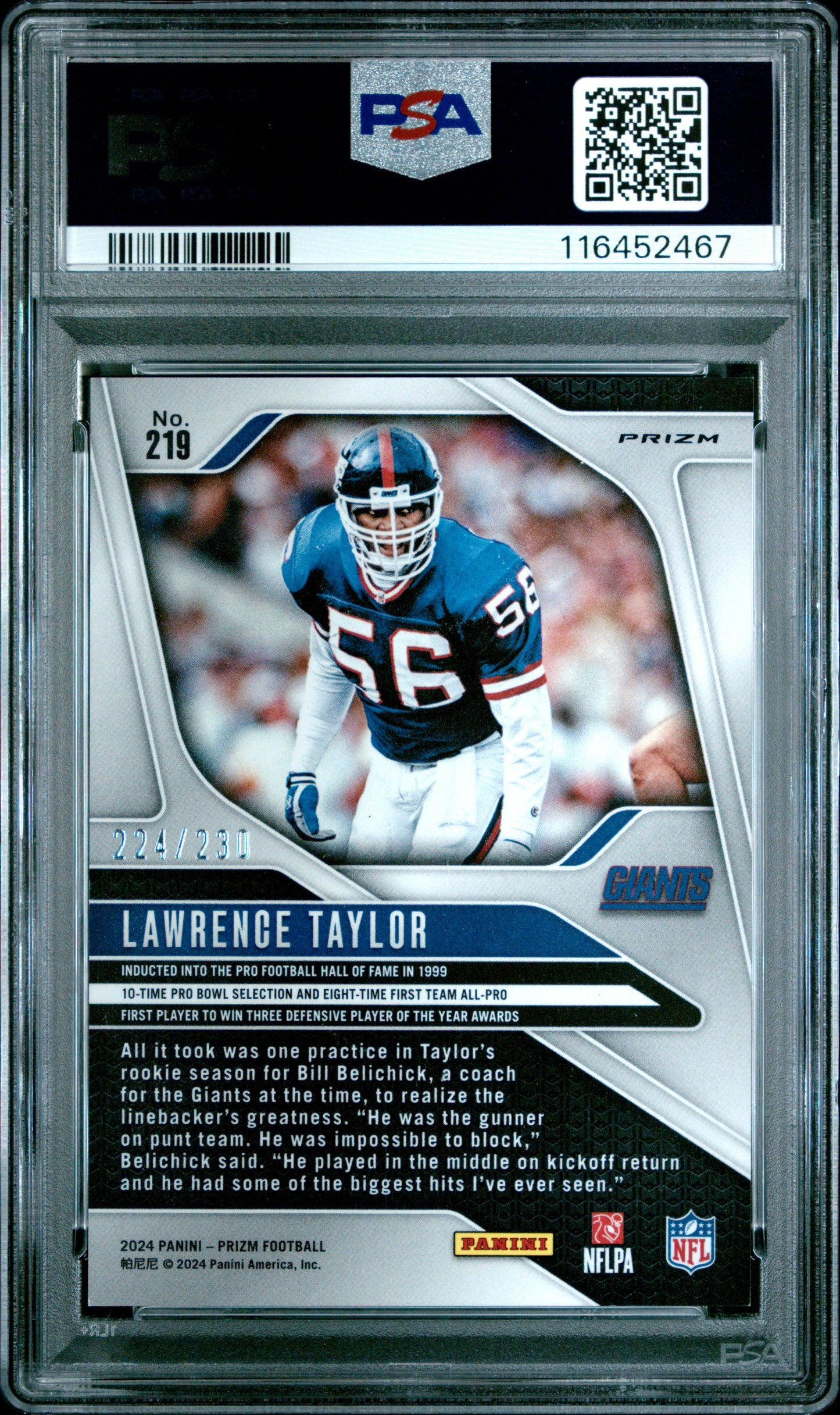 2024 Panini Prizm #219 Lawrence Taylor Blue Wave PSA 10