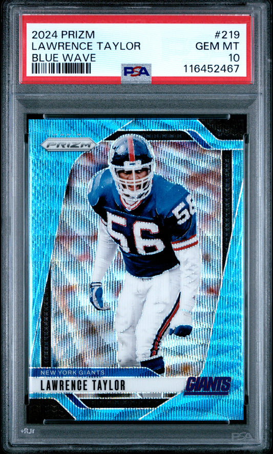 2024 Panini Prizm #219 Lawrence Taylor Blue Wave PSA 10