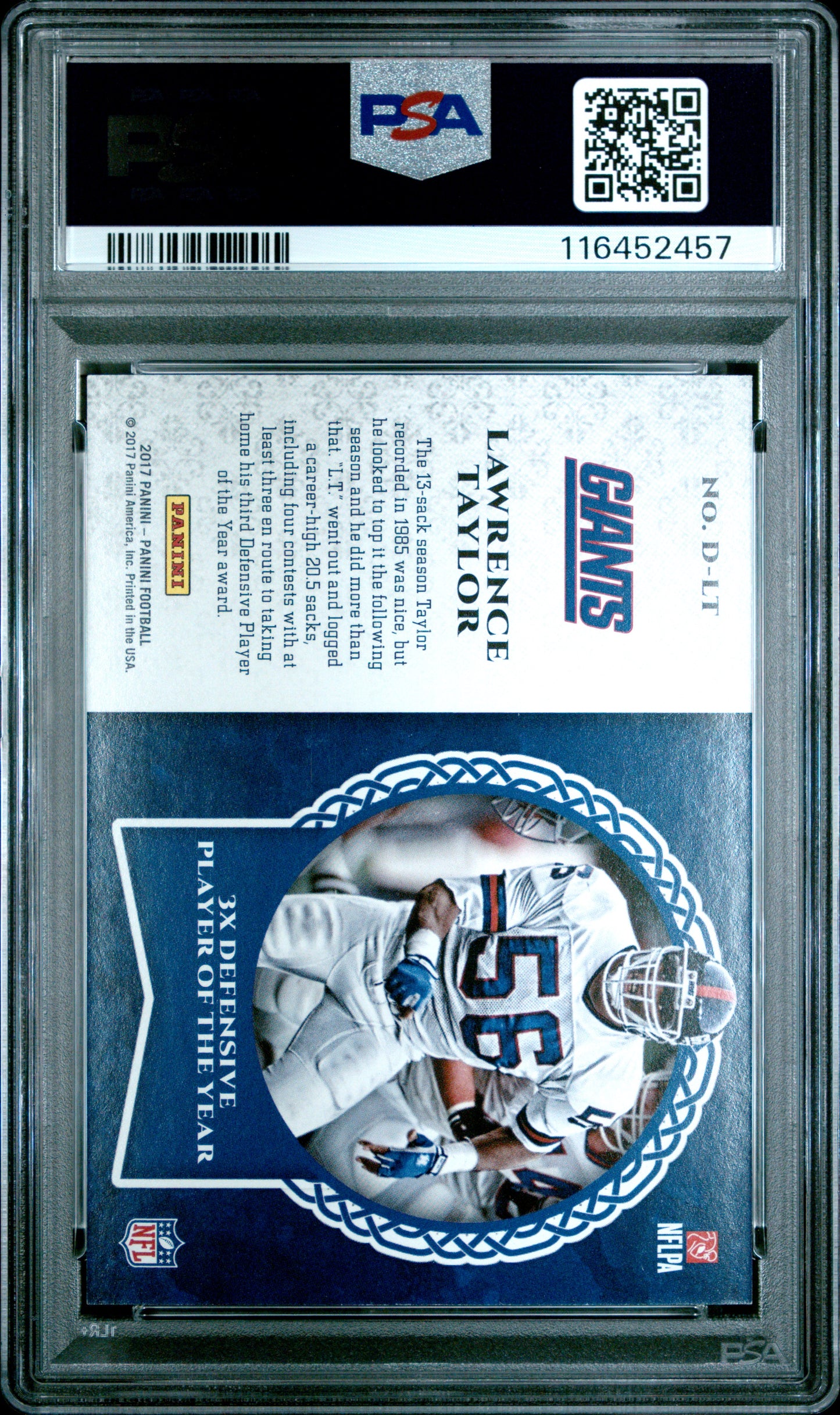 2017 Panini Decorated #D-LT Lawrence Taylor Decorated-Gold PSA 9