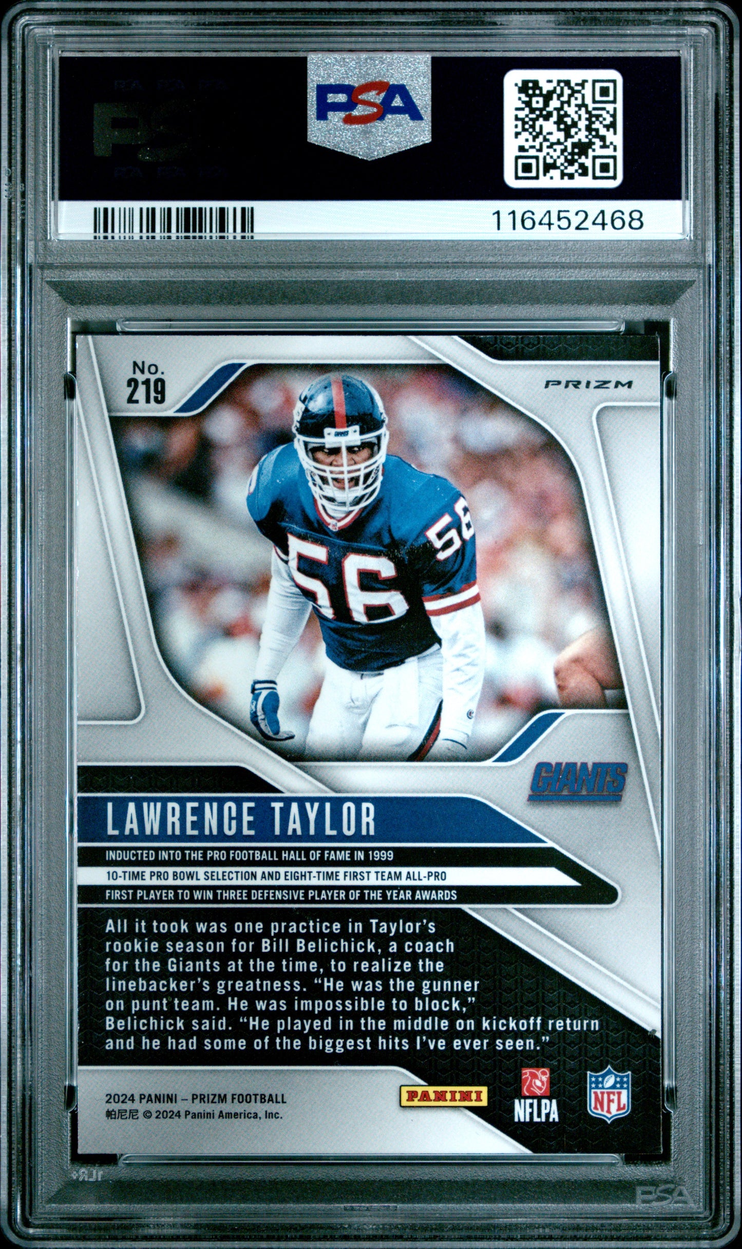 2024 Panini Prizm #219 Lawrence Taylor Red/White/Blue Prizm PSA 8