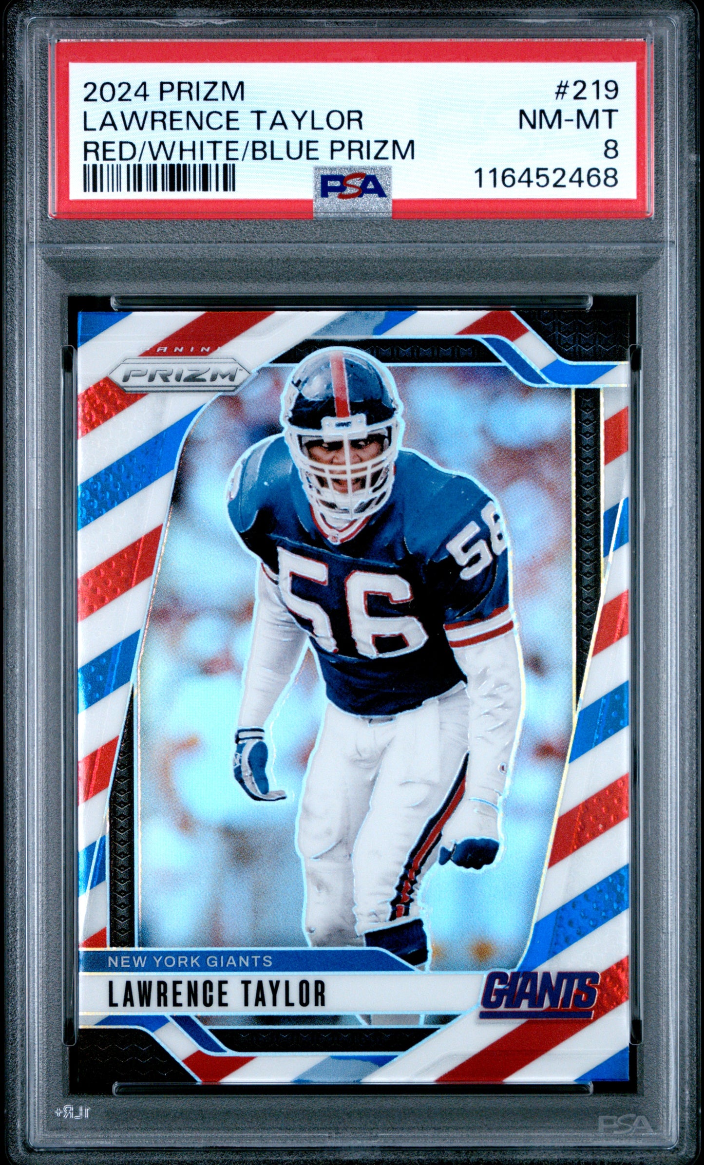 2024 Panini Prizm #219 Lawrence Taylor Red/White/Blue Prizm PSA 8