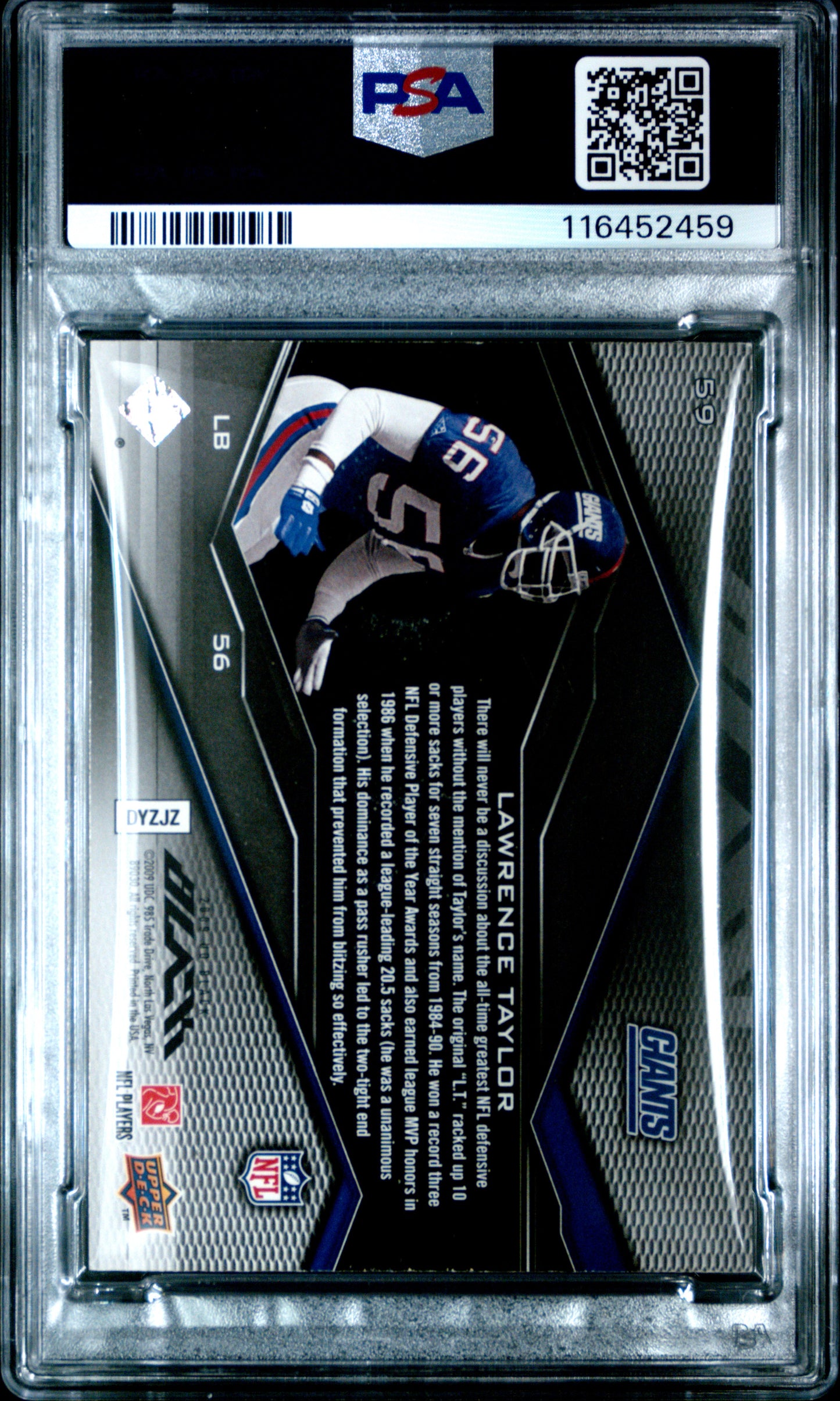 2009 Upper Deck Black #59 Lawrence Taylor Patch PSA 7