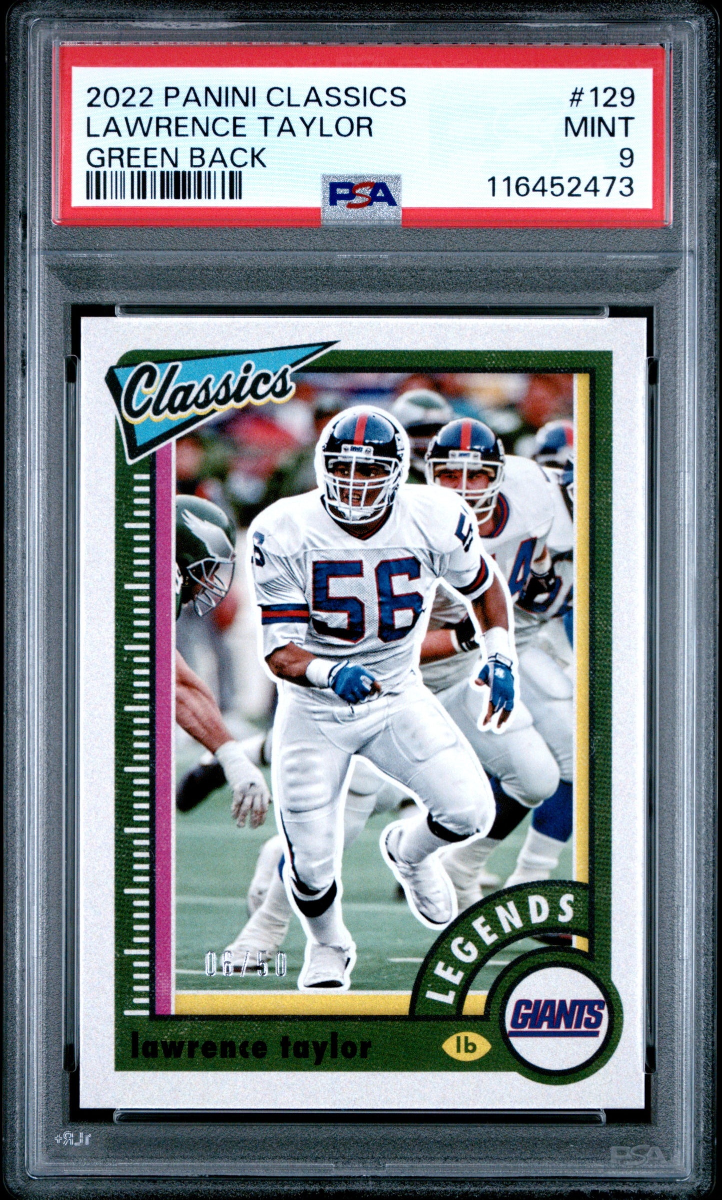 2022 Panini Classics #129 Lawrence Taylor Green Back PSA 9