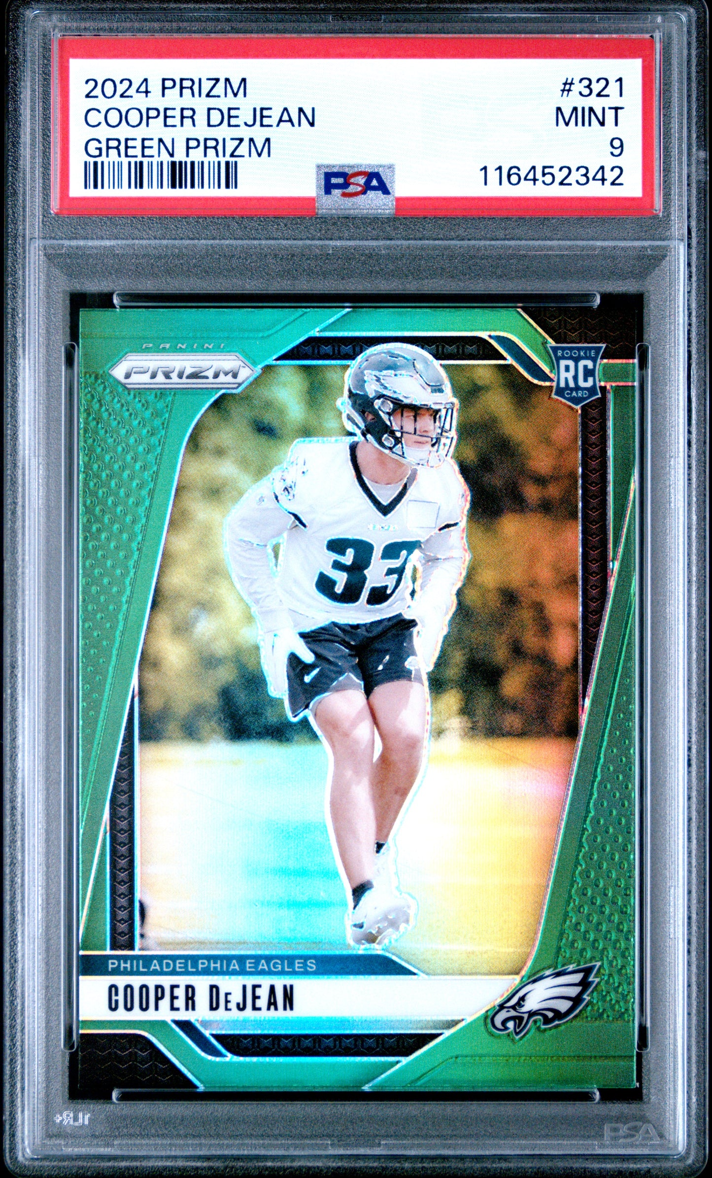 2024 Panini Prizm #321 Cooper Dejean Green Prizm RC PSA 9