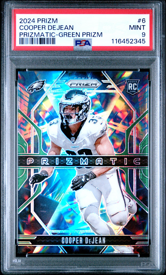 2024 Panini Prizm Prizmatic #6 Cooper Dejean Prizmatic-Green Prizm RC PSA 9